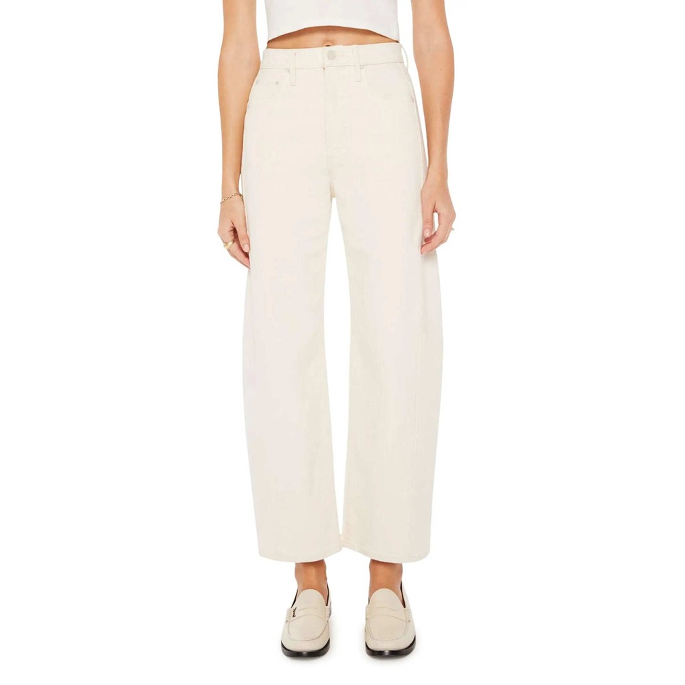Mother The Half-Pipe Ankle Jeans Womens Size 24 Wide Leg Barrel Cream Denim
